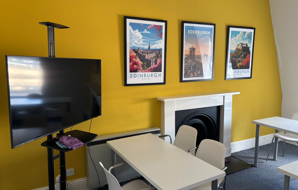 Edinburgh classroom with large TV screen