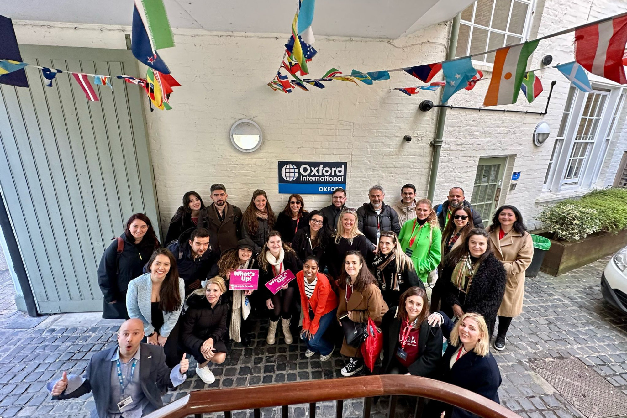 Group of students outside smiling 