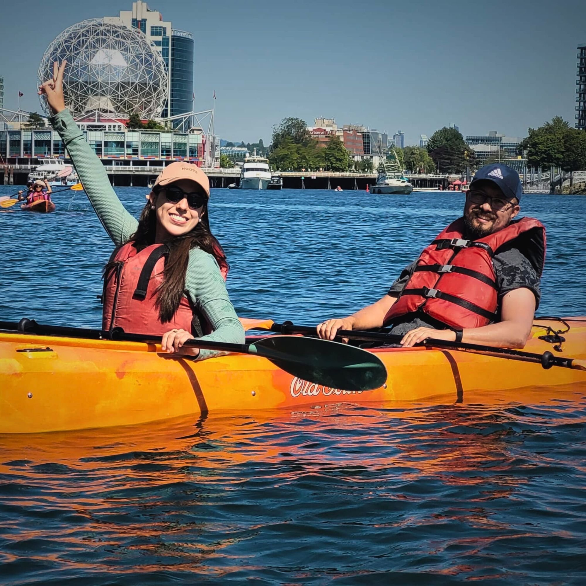 Students doing watersports